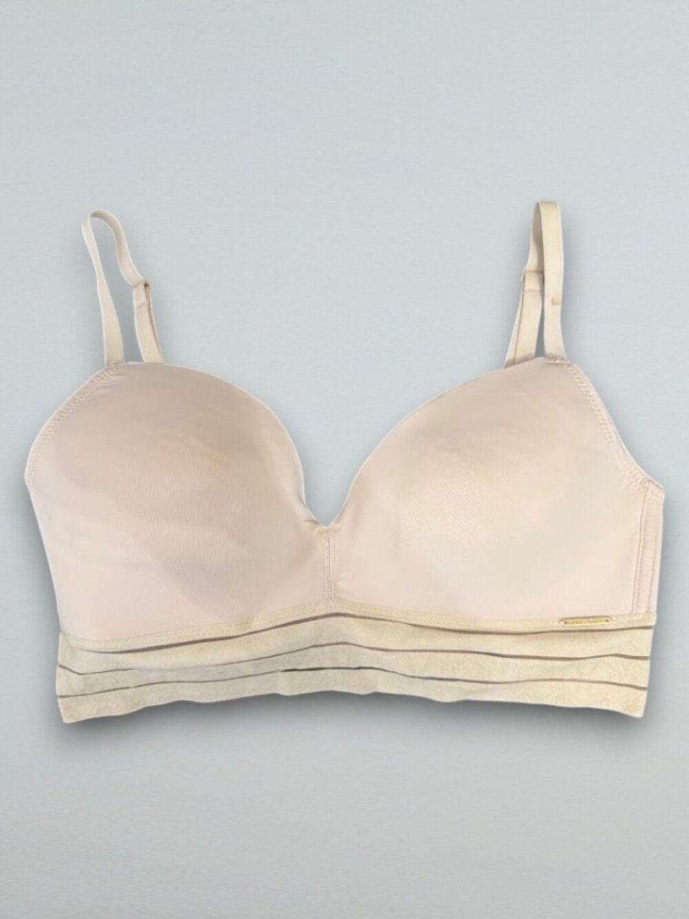 Soft Ivory Longline Padded Wireless Bra Adjustable Straps Size 34C
